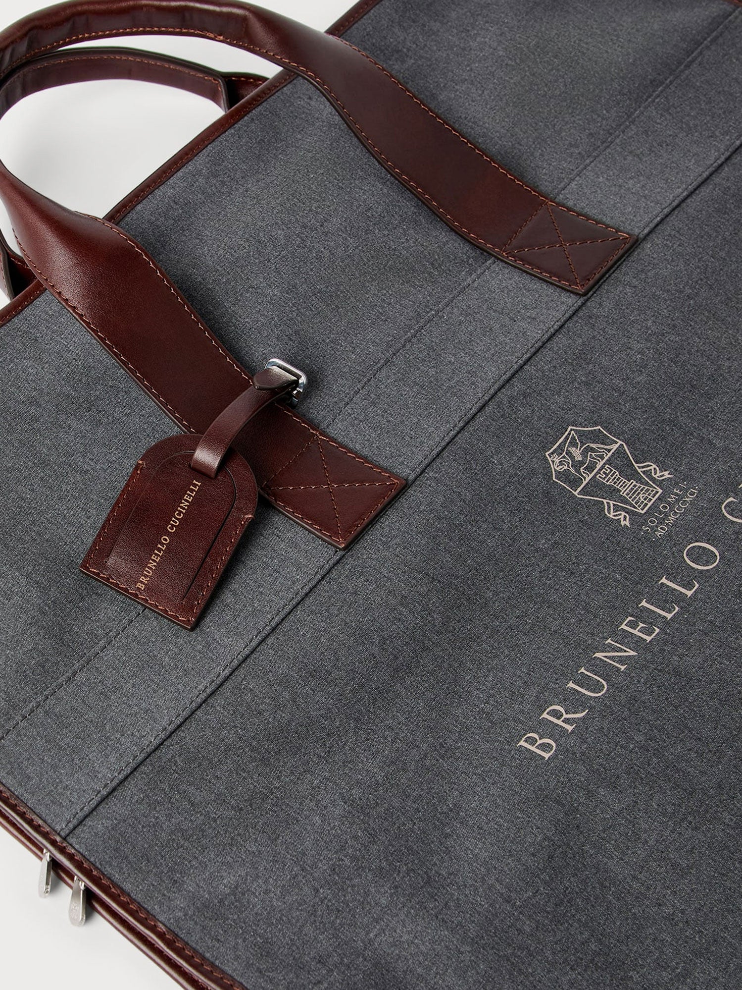 Brunello Cucinelli Technical Fabric And Leather Garment Bag