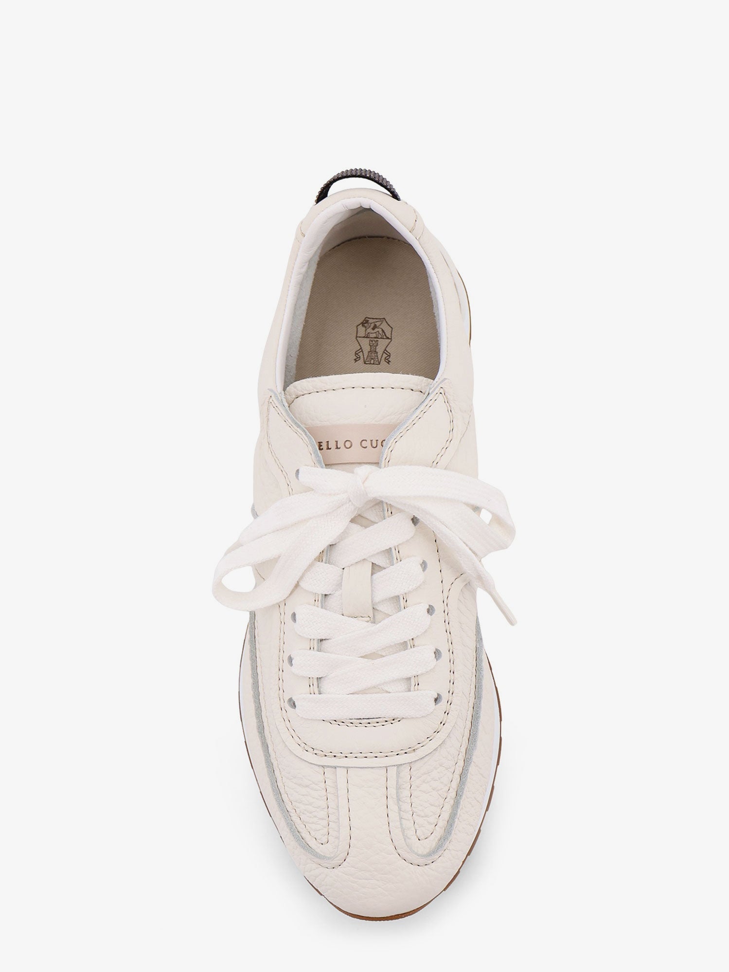 Brunello Cucinelli Leather Sneakers With Monili On The Back