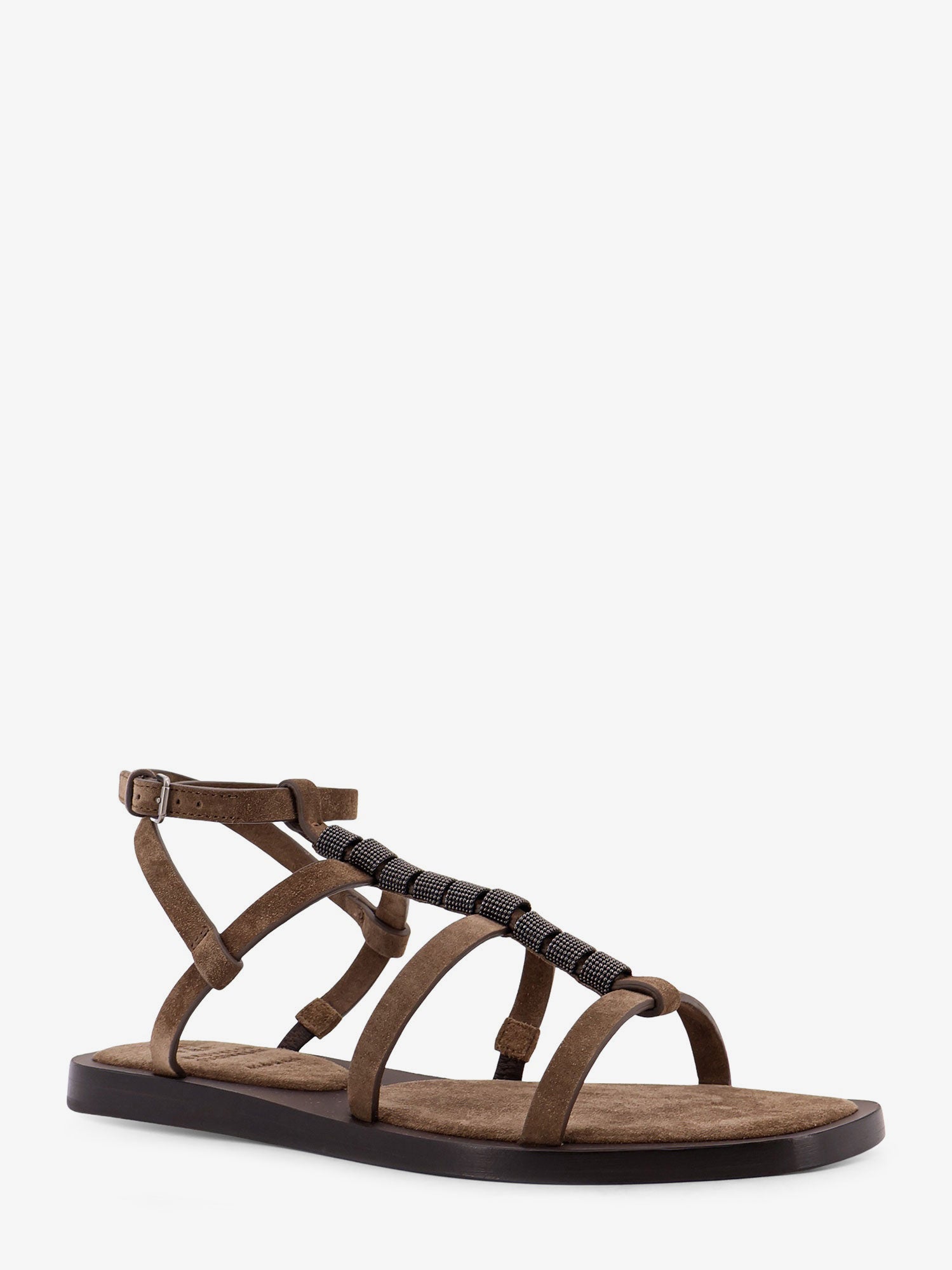 Brunello Cucinelli Suede Sandals With Monili Details
