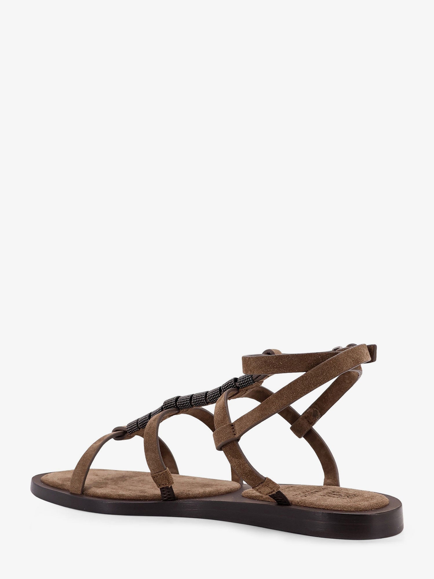 Brunello Cucinelli Suede Sandals With Monili Details