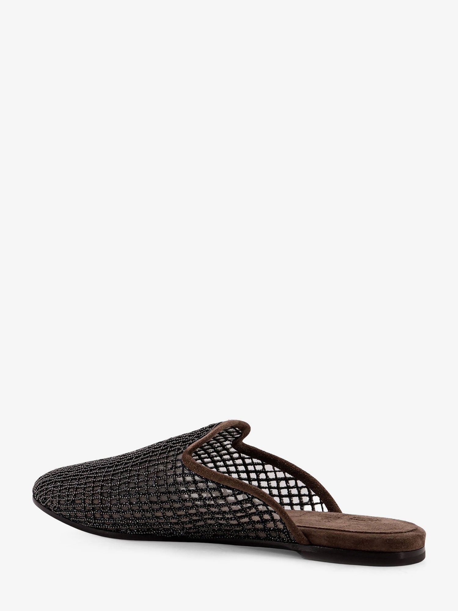 Brunello Cucinelli Mesh And Suede Sandals With Monili Details