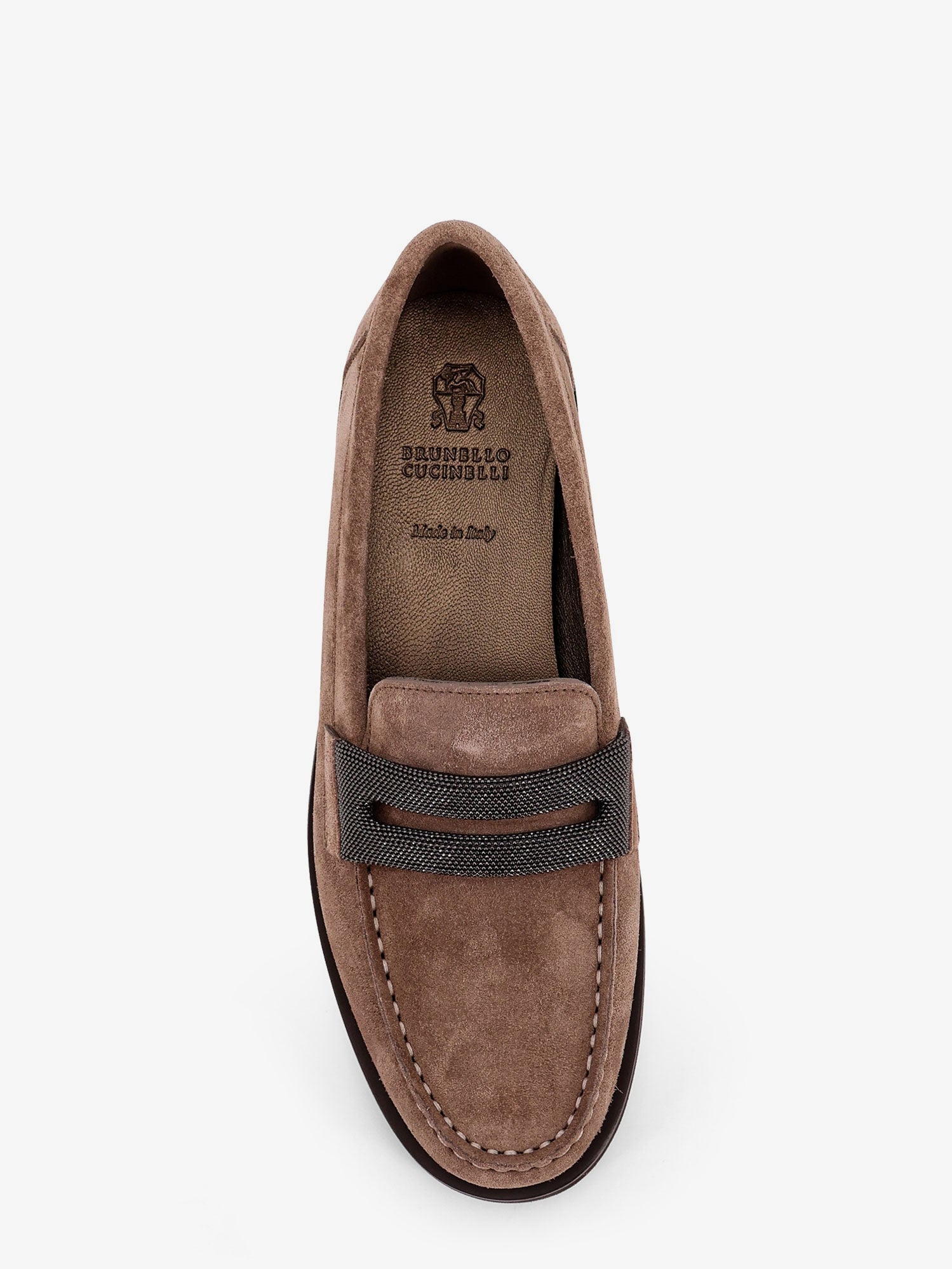 Brunello Cucinelli Suede Lofers With Monili Detail