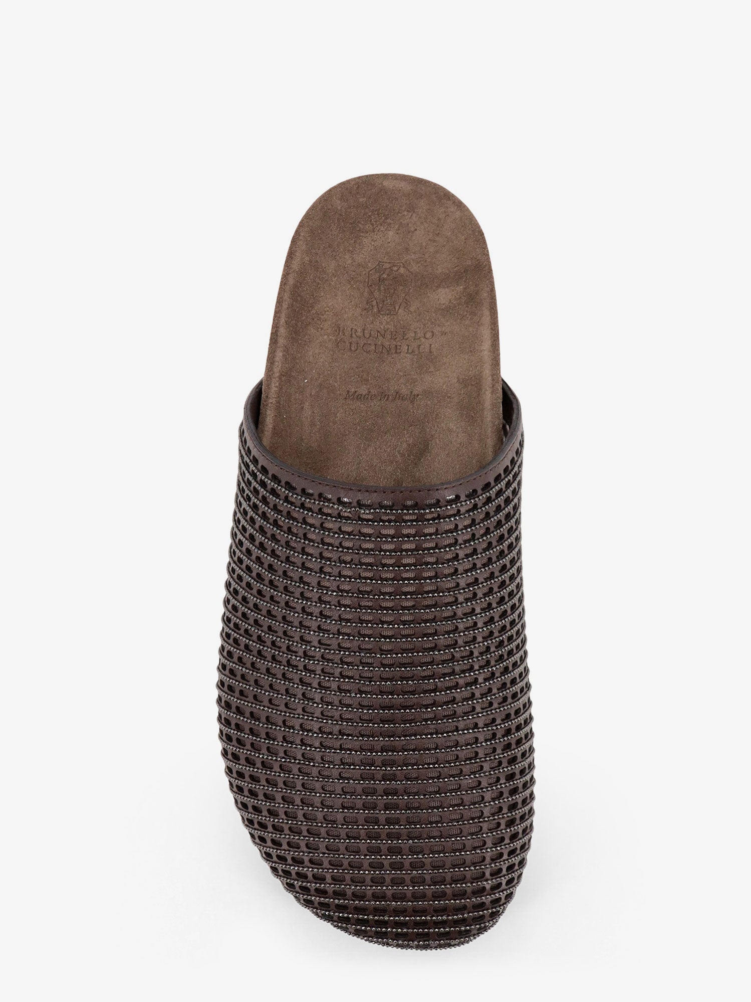 Brunello Cucinelli Leather Sandals With Precious Net Detail