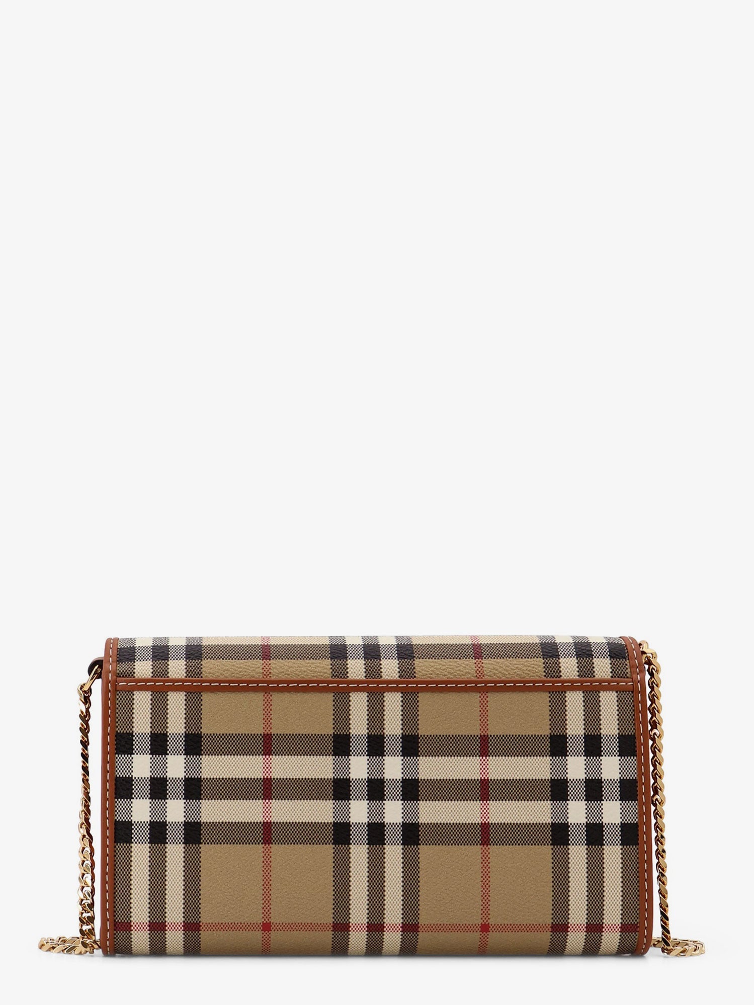 Burberry Coated Canvas Shoulder Bag With Check Pattern