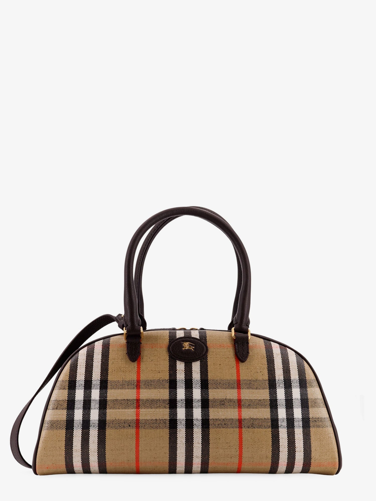 Burberry Coated Canvas Crossbody Bag With Check Pattern