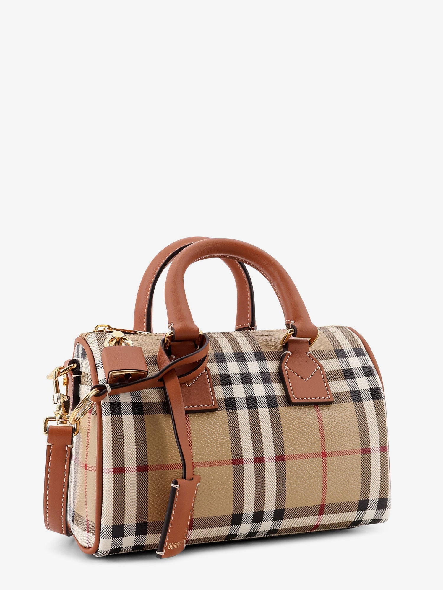 Burberry Coated Canvas Crossbody Bag With Check Pattern