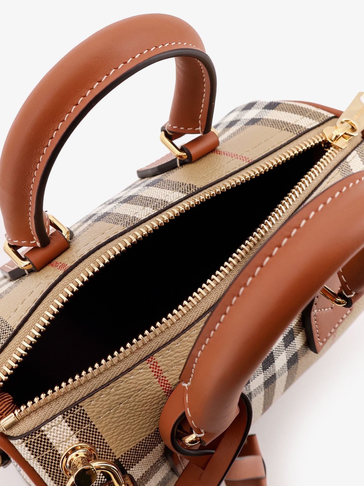 Burberry Coated Canvas Crossbody Bag With Check Pattern