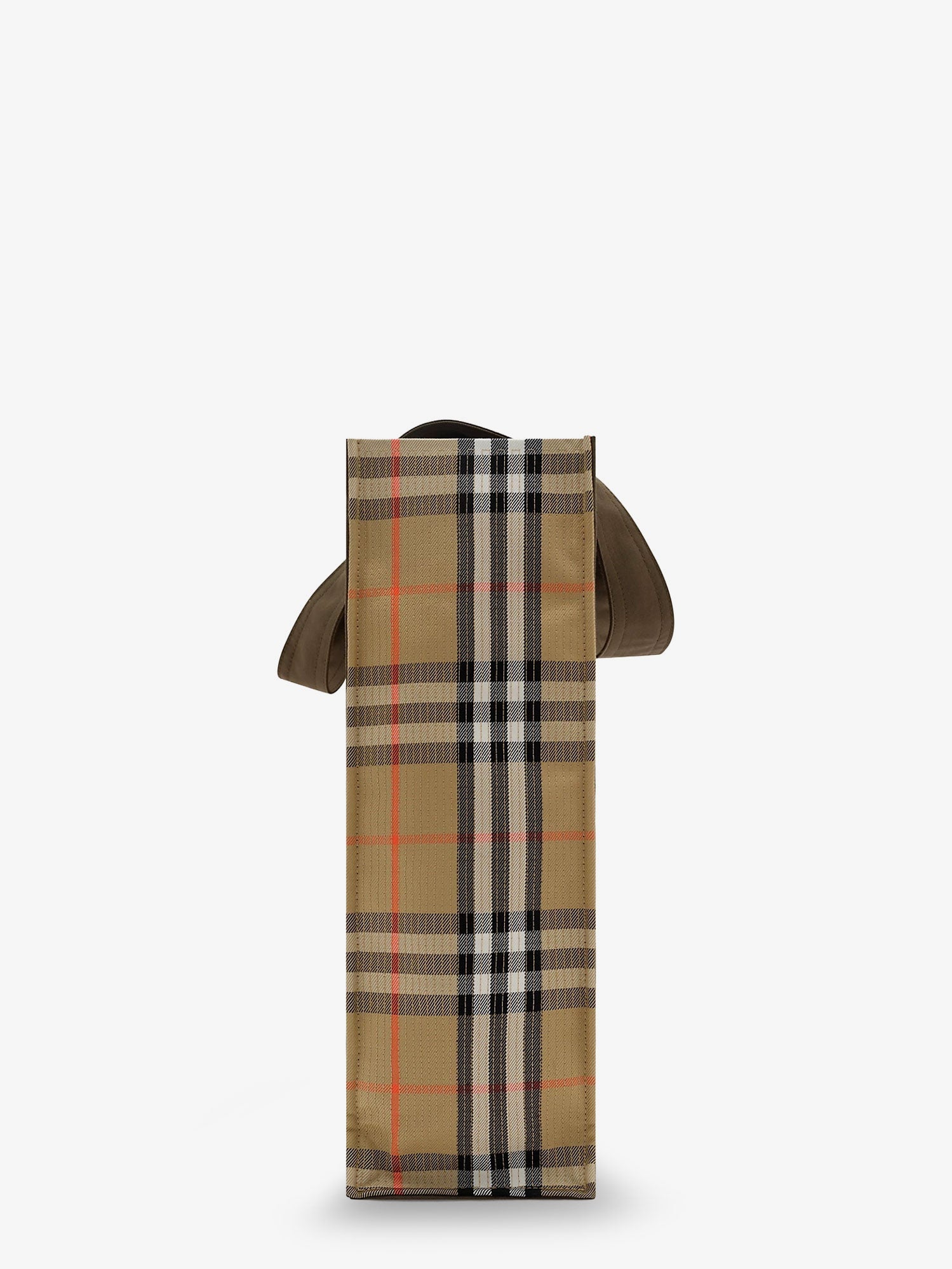 Burberry Tote Trench Check Canvas Shoulder Bag With Suede Logo Label On The Front