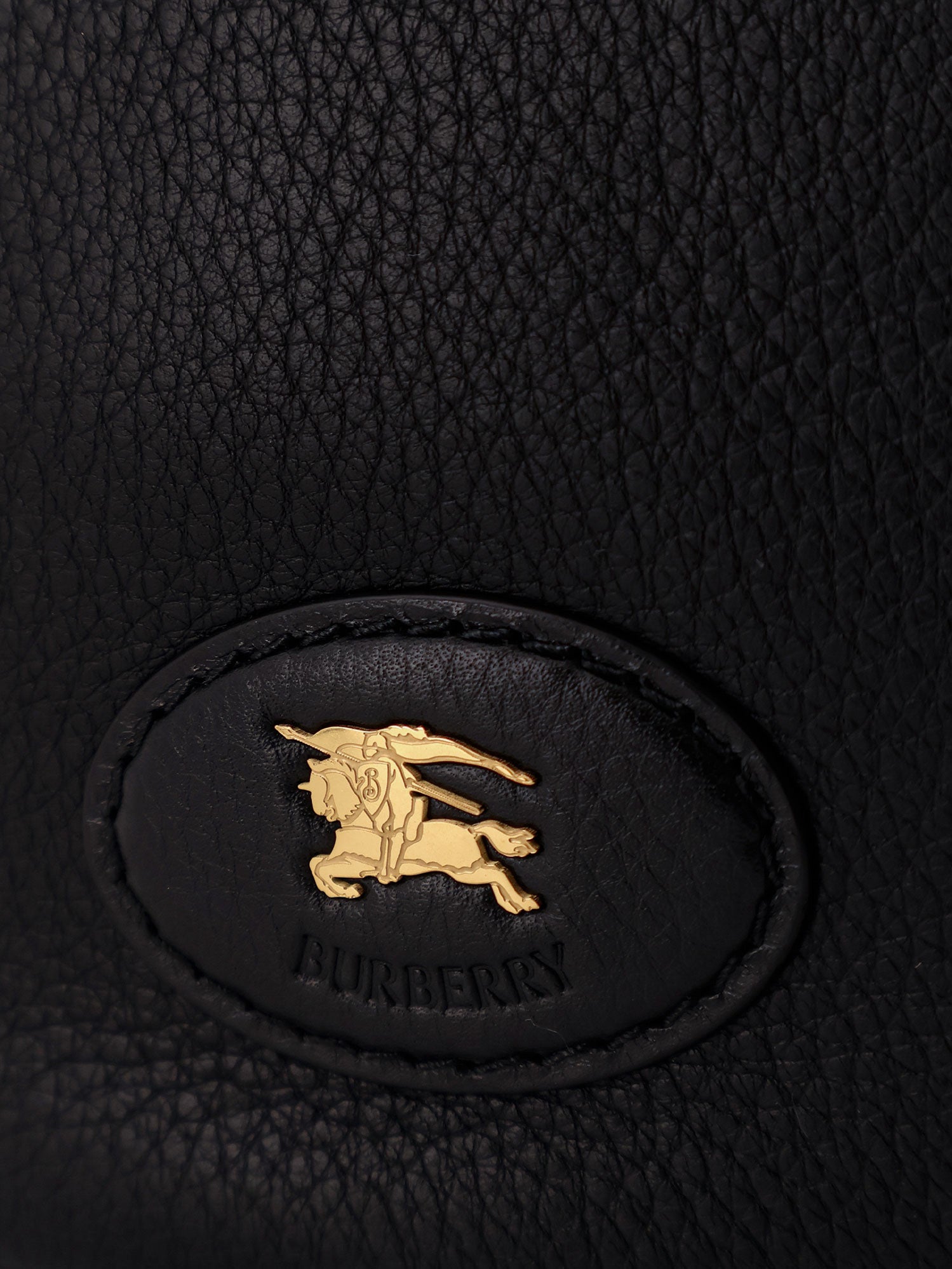 Burberry Hammered Leather Crossbody Bag With Logo Patch