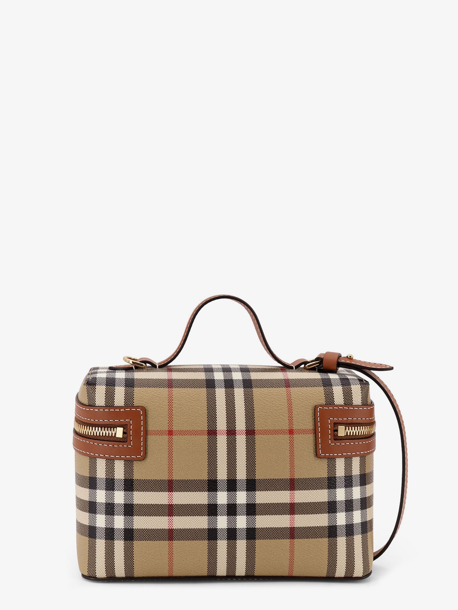 Burberry Coated Canvas Vanity Check Crossbody Bag With Check Motif