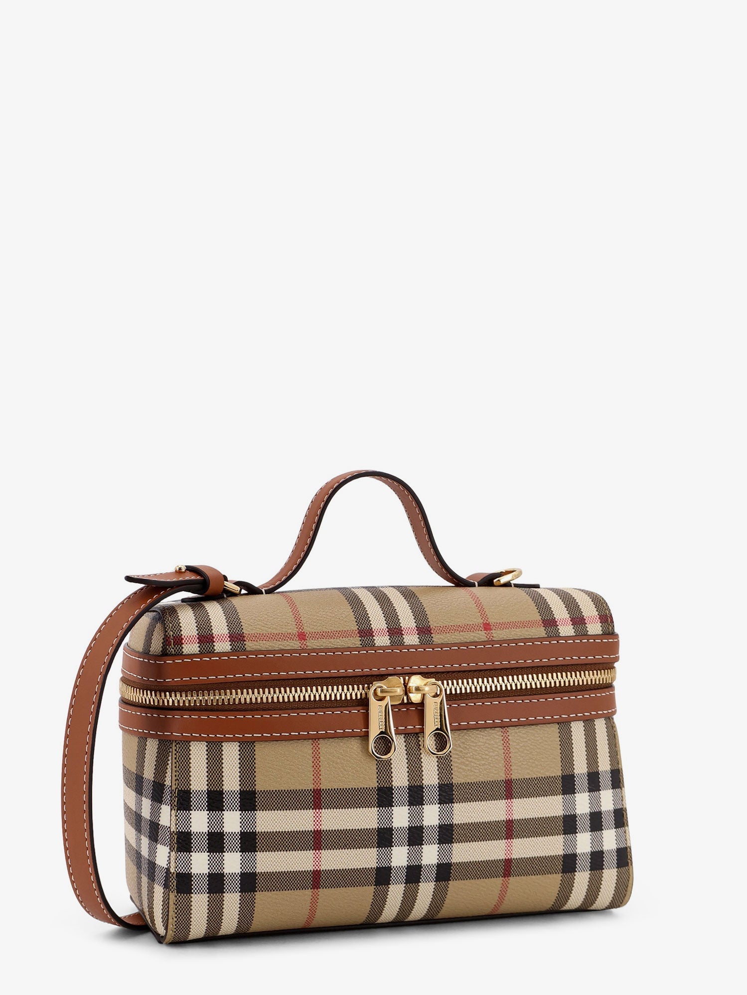 Burberry Coated Canvas Vanity Check Crossbody Bag With Check Motif