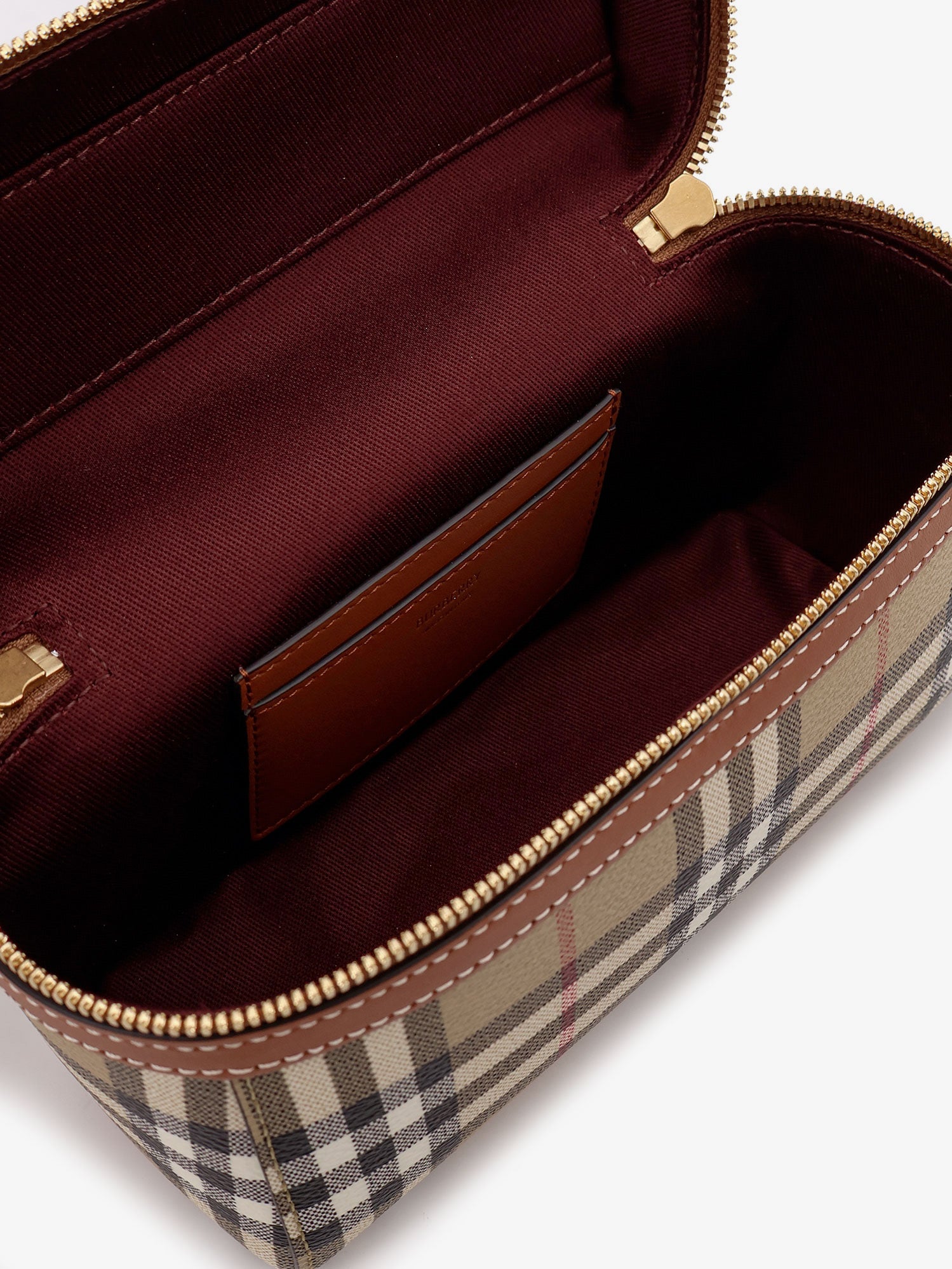 Burberry Coated Canvas Vanity Check Crossbody Bag With Check Motif