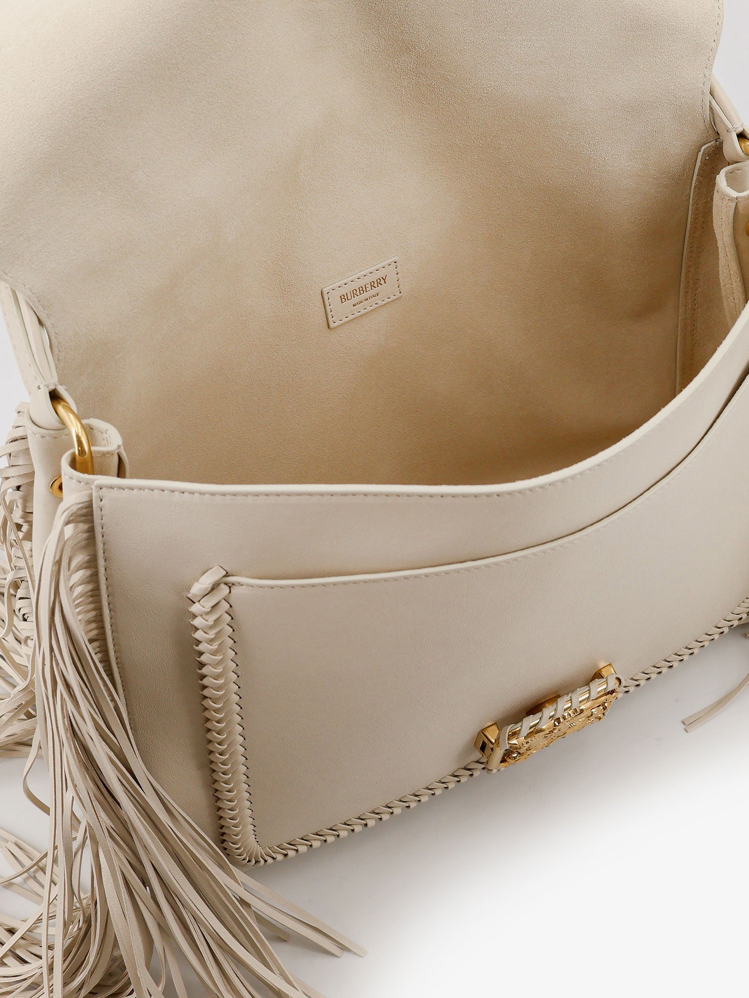 Burberry Rider Leather Handbag With Metal Equestrian Knit Logo