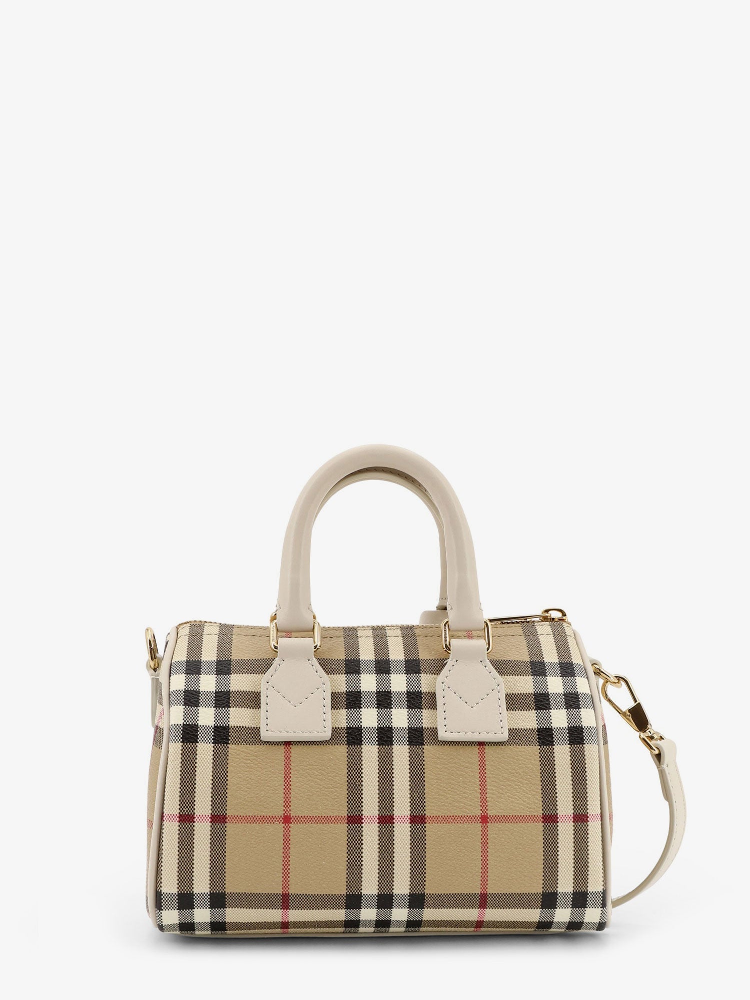Burberry Bowling Coated Canvas Crossbody Bag With Check Motif