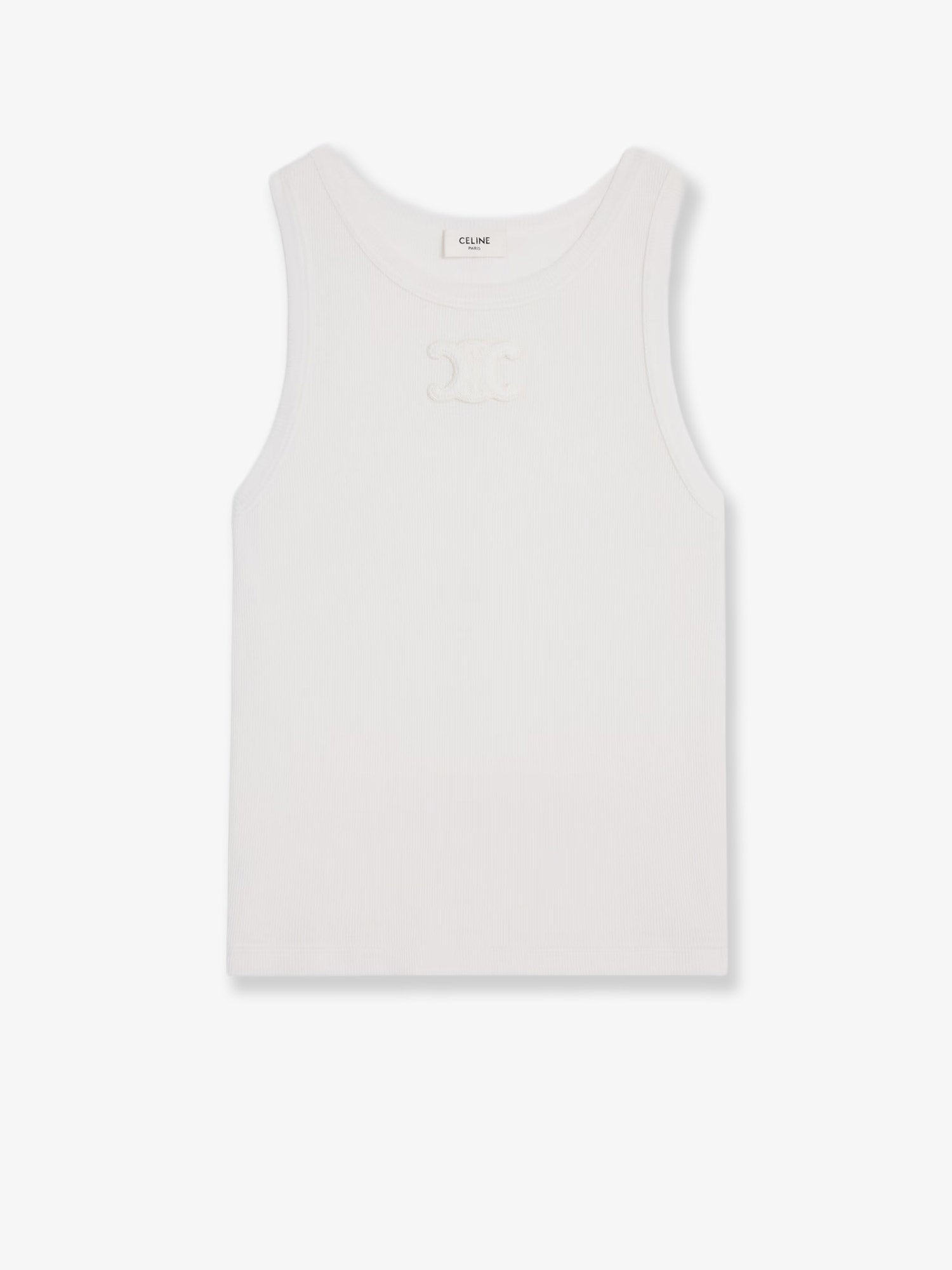 Celine Triomphe Ribbed Cotton Tank Top