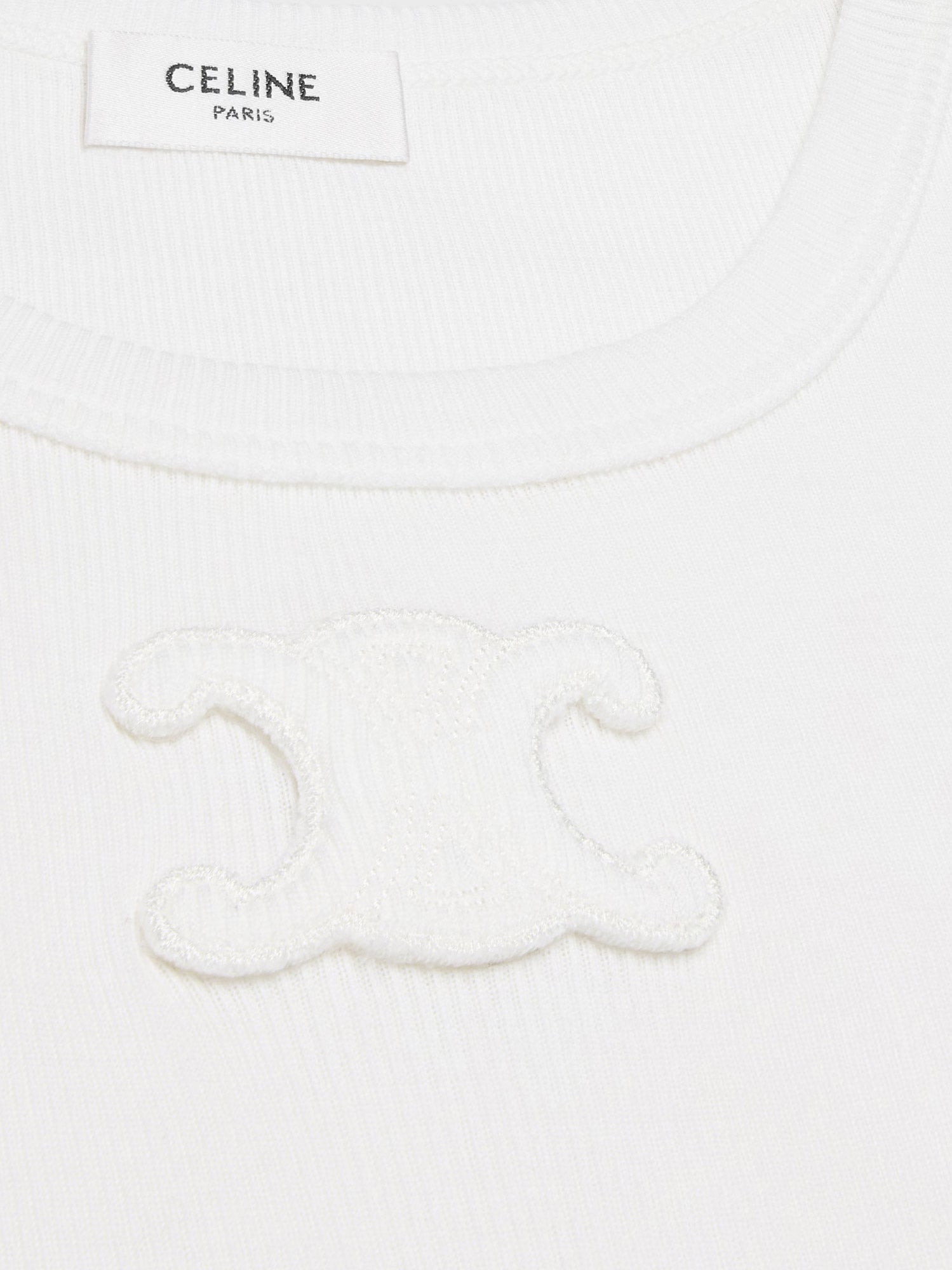 Celine Triomphe Ribbed Cotton Tank Top