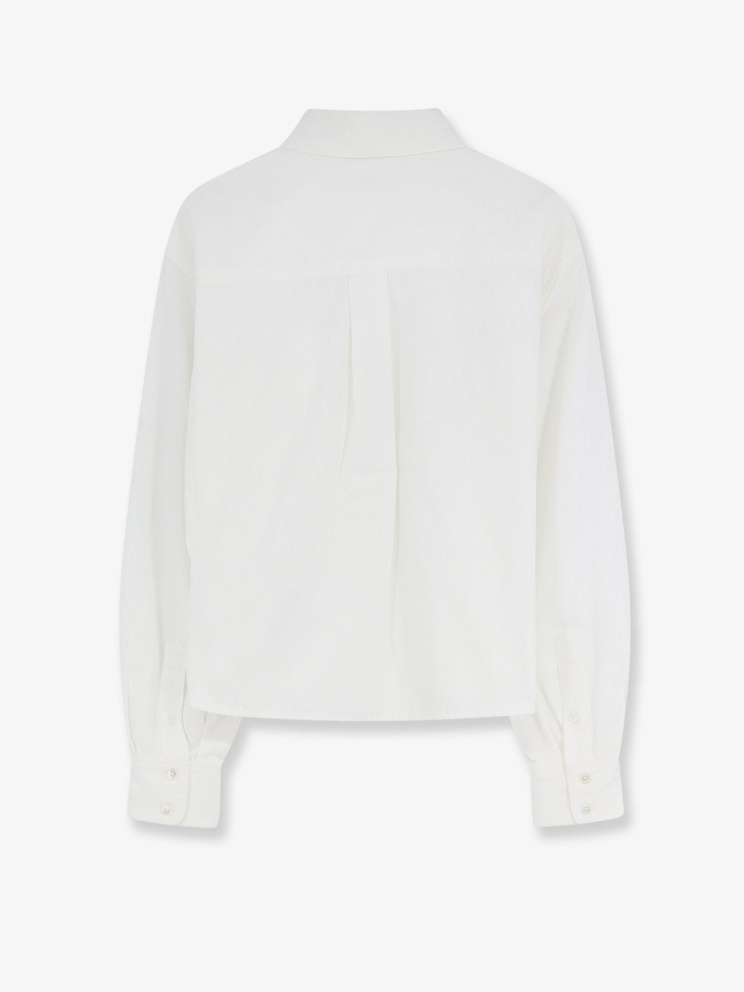 Celine Cropped Denim Shirt With Front Embroidered Logo
