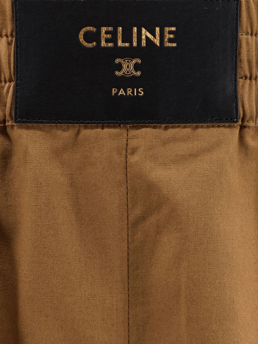Celine Cotton And Linen Shorts With Triomphe Patch