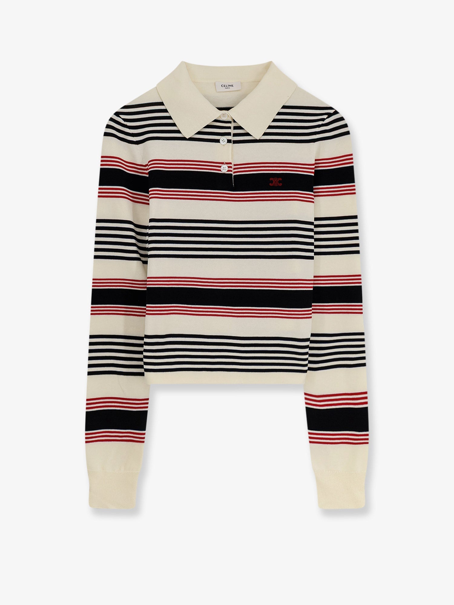 Celine Striped Cotton Polo Sweater
