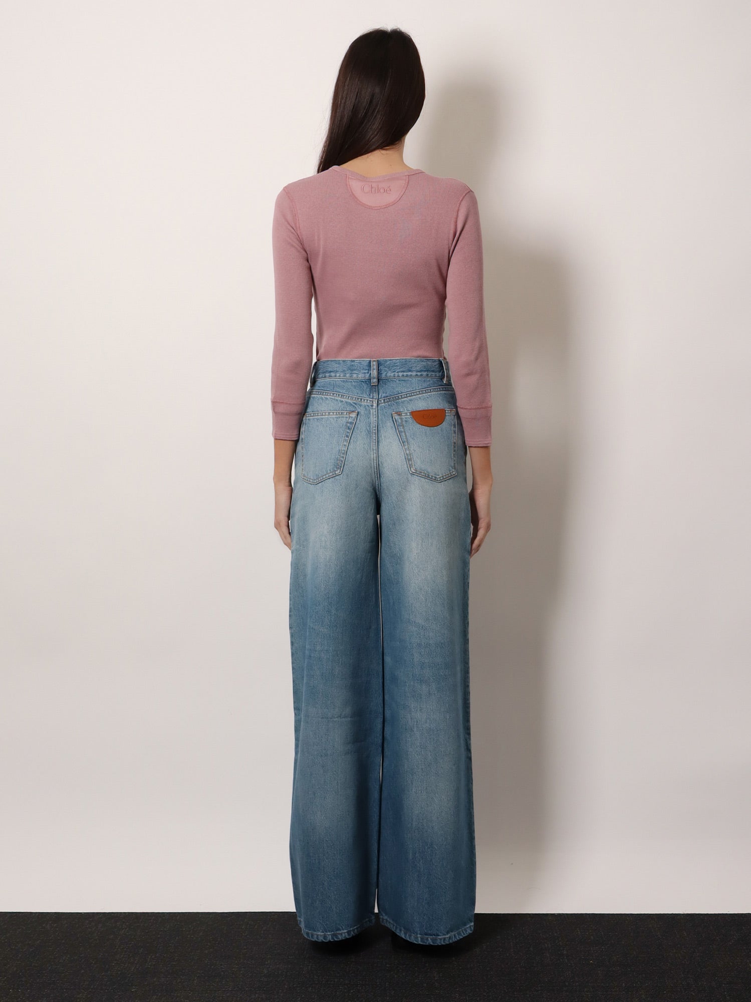 Chloé Blue Denim Jeans With Logo Label On The Back