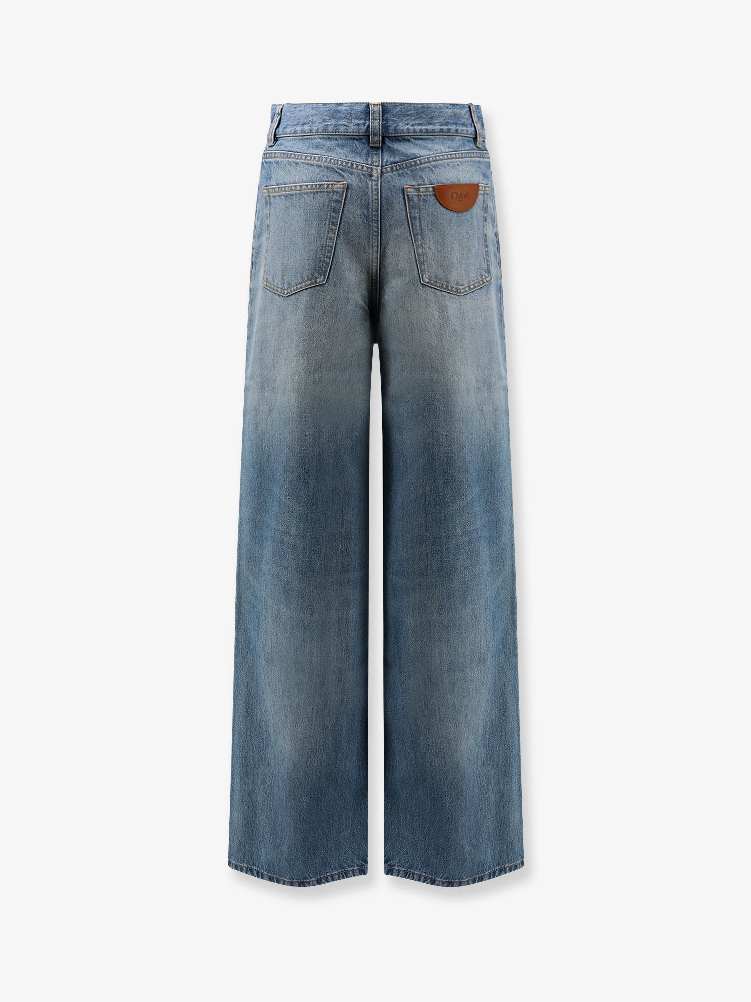 Chloé Blue Denim Jeans With Logo Label On The Back