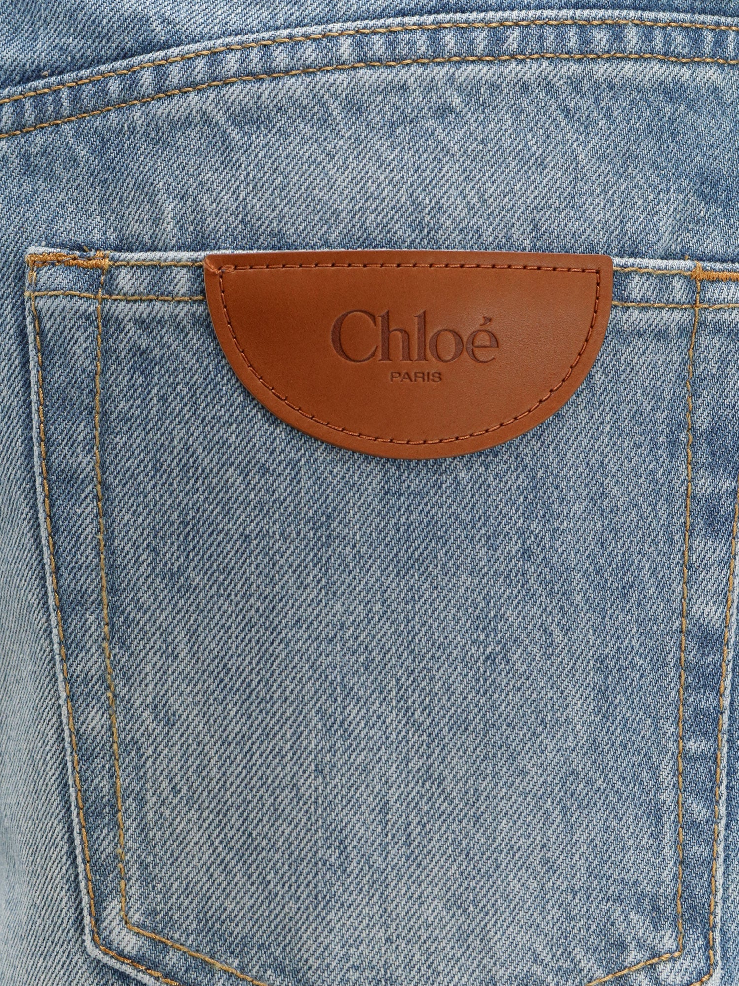 Chloé Blue Denim Jeans With Logo Label On The Back