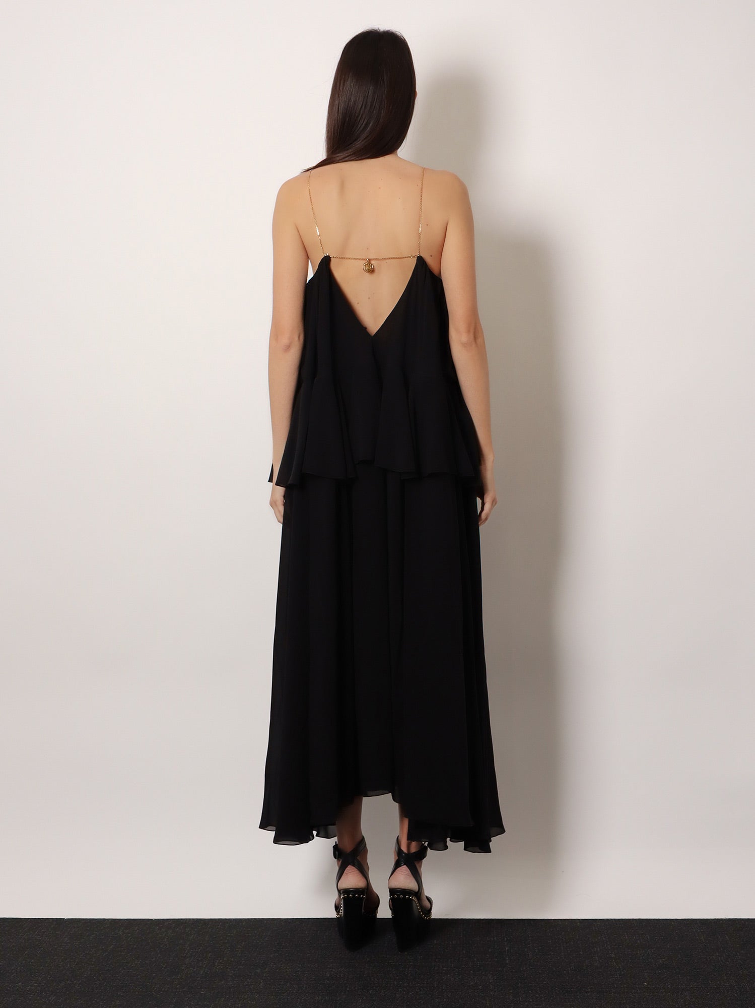 Chloé Flounced Silk Long Dress