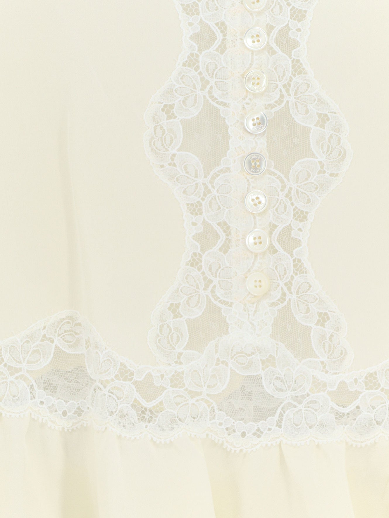 Chloé Silk Top With Lace Inserts