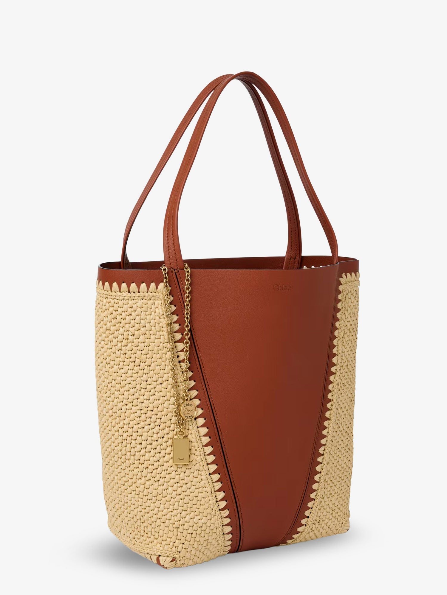 Chloé Chloé Spin Leather And Raffia Shoulder Bag