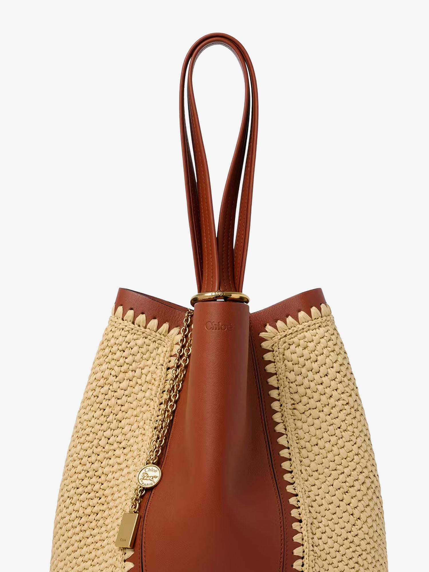 Chloé Chloé Spin Leather And Raffia Shoulder Bag