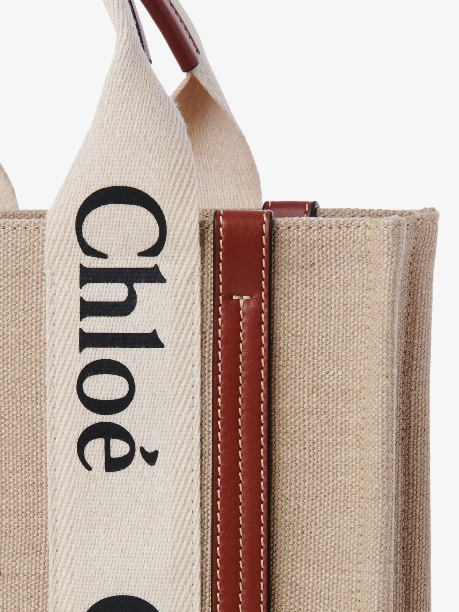 Chloé Woody Linen And Leather Tote Bag