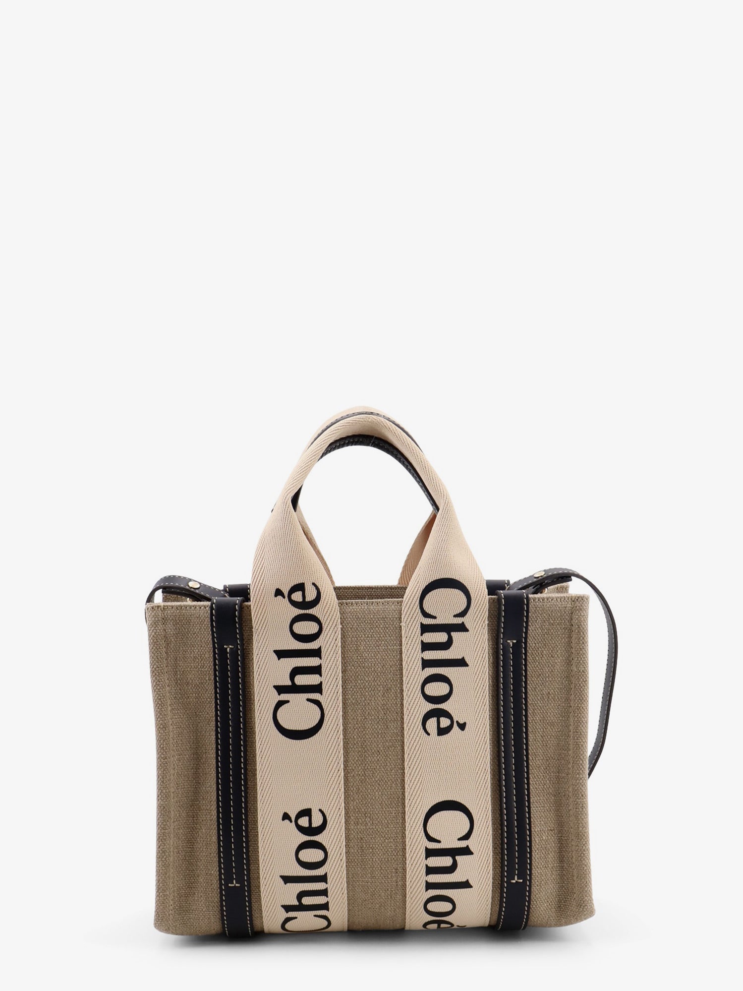 Chloé Woody Linen Canvas And Leather Crossbody Bag