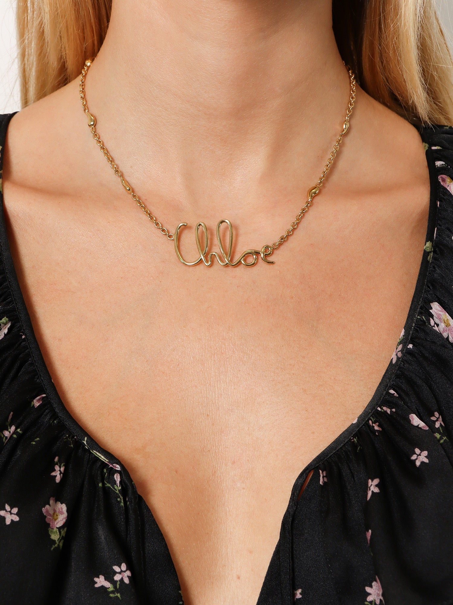 Chloé Brass Necklace With Lettering Logo