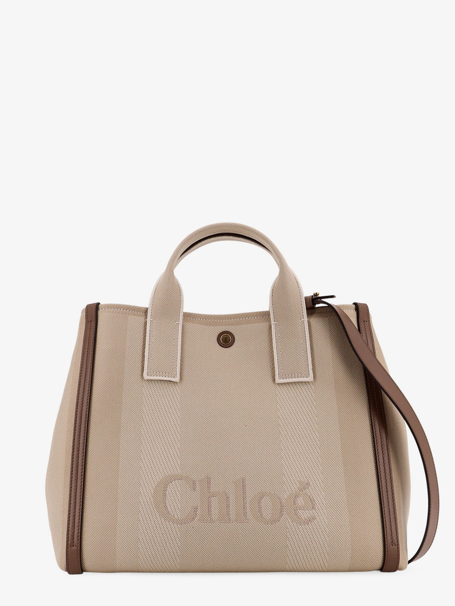 Chloé Striped Jacquard Fabricchloé Carry Crossbody Bag With Oversized Logo On The Front