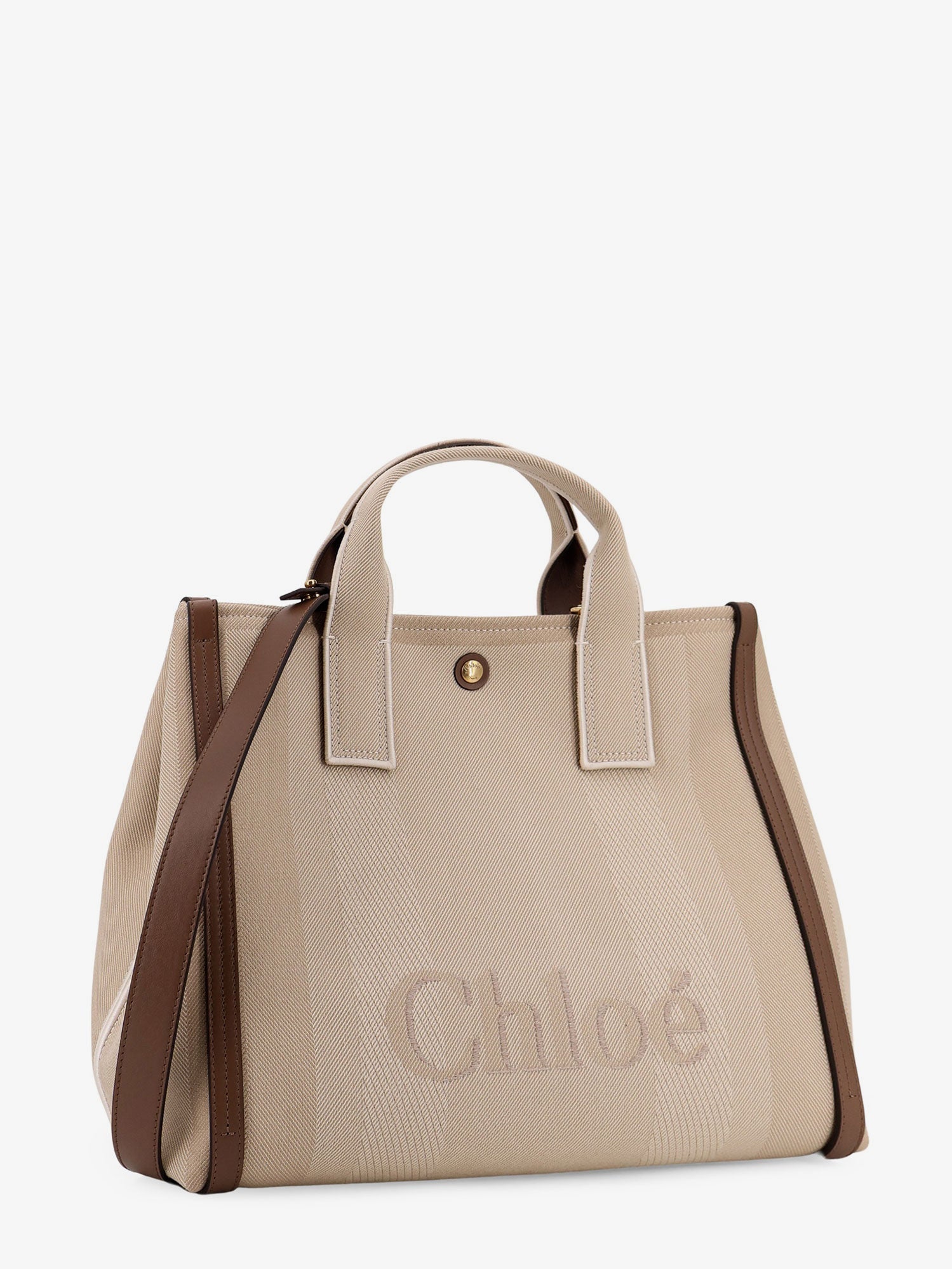 Chloé Striped Jacquard Fabricchloé Carry Crossbody Bag With Oversized Logo On The Front