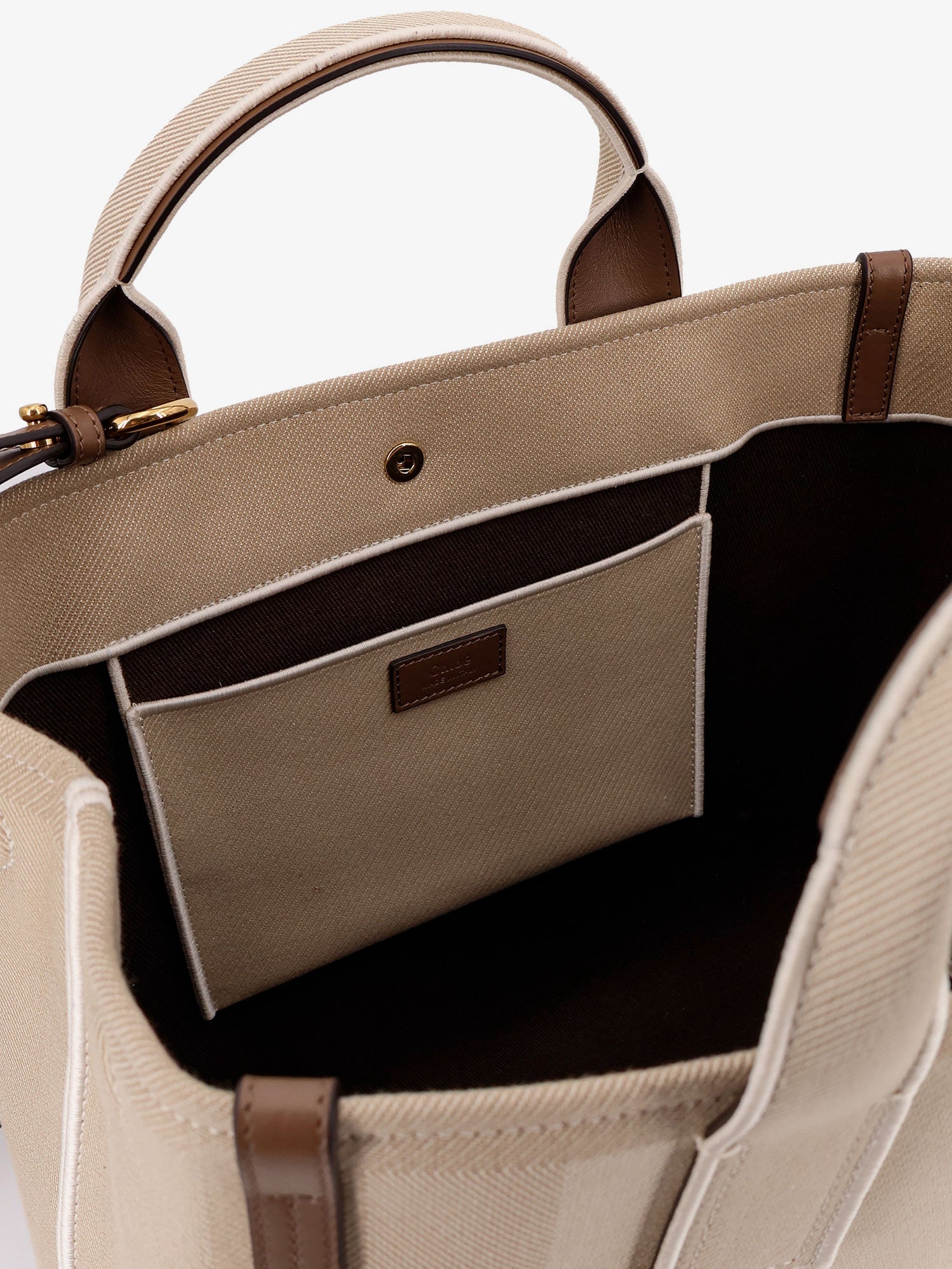 Chloé Striped Jacquard Fabricchloé Carry Crossbody Bag With Oversized Logo On The Front