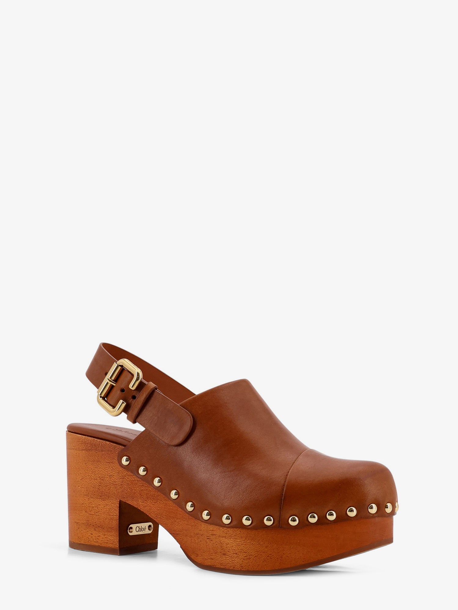 Chloé Leather And Wood Jeanette Sabot