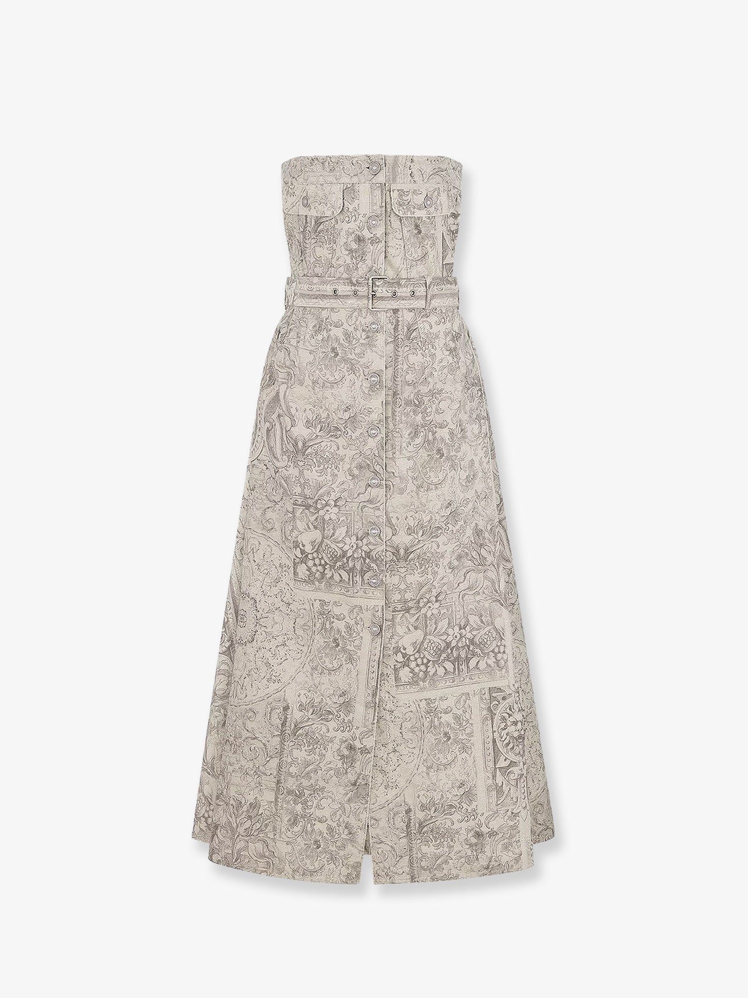 Dior Dior Barocco Cotton And Linen Flared Midi Dress