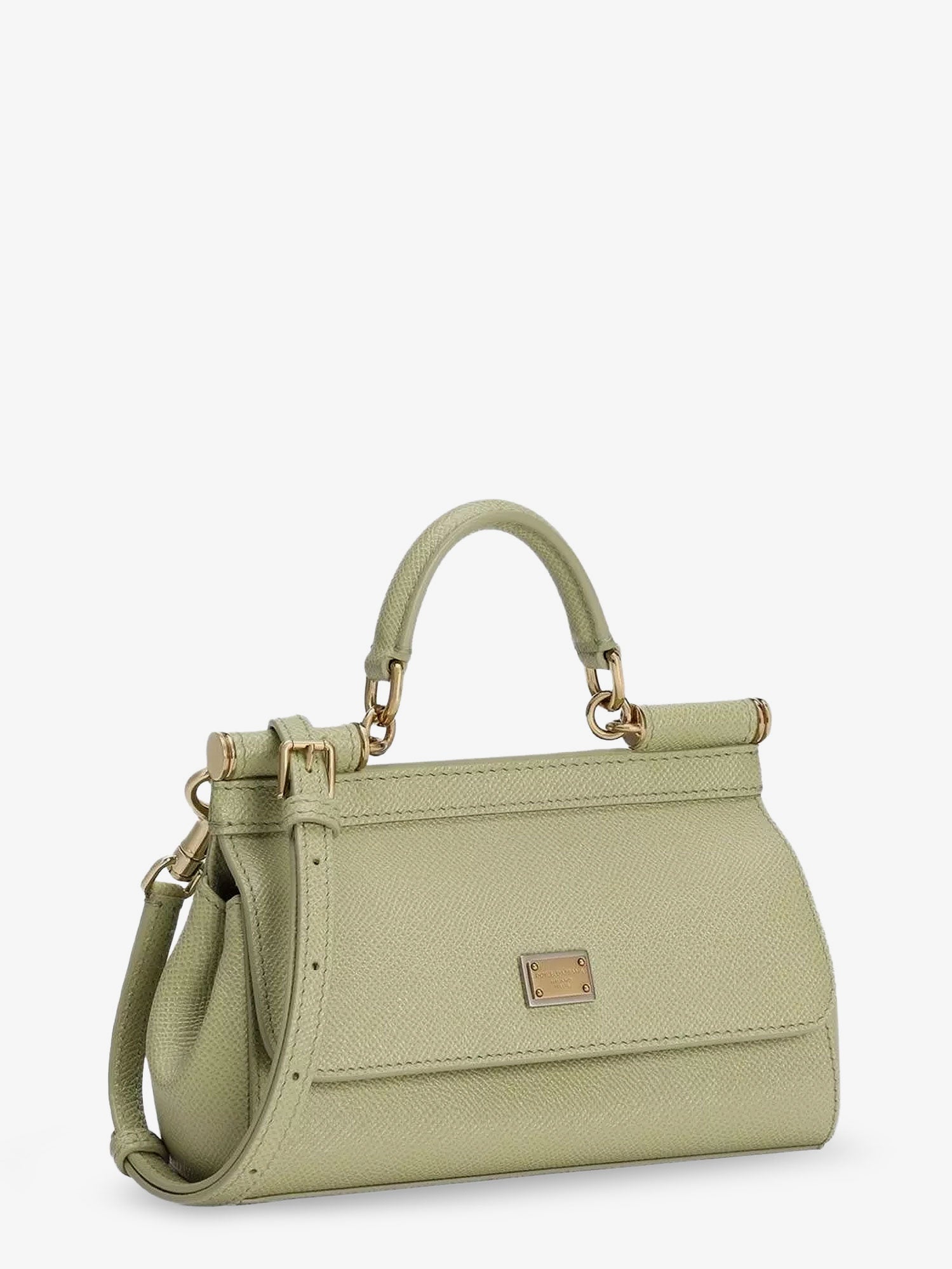 Dolce & Gabbana Sicily Small Leather Shoulder Bag With Metal Logo Patch