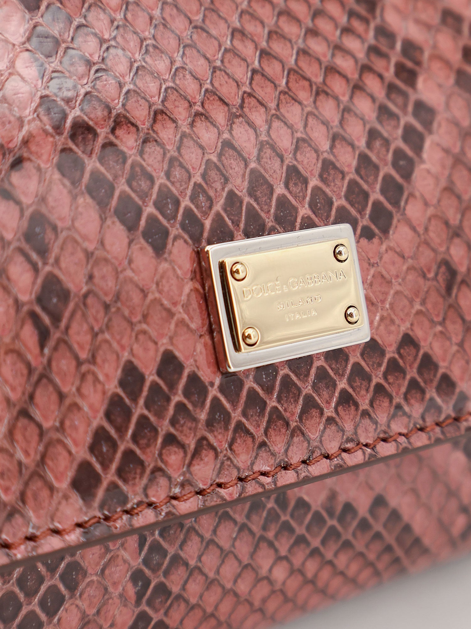 Dolce & Gabbana Sicily Shiny Python Mini Handbag