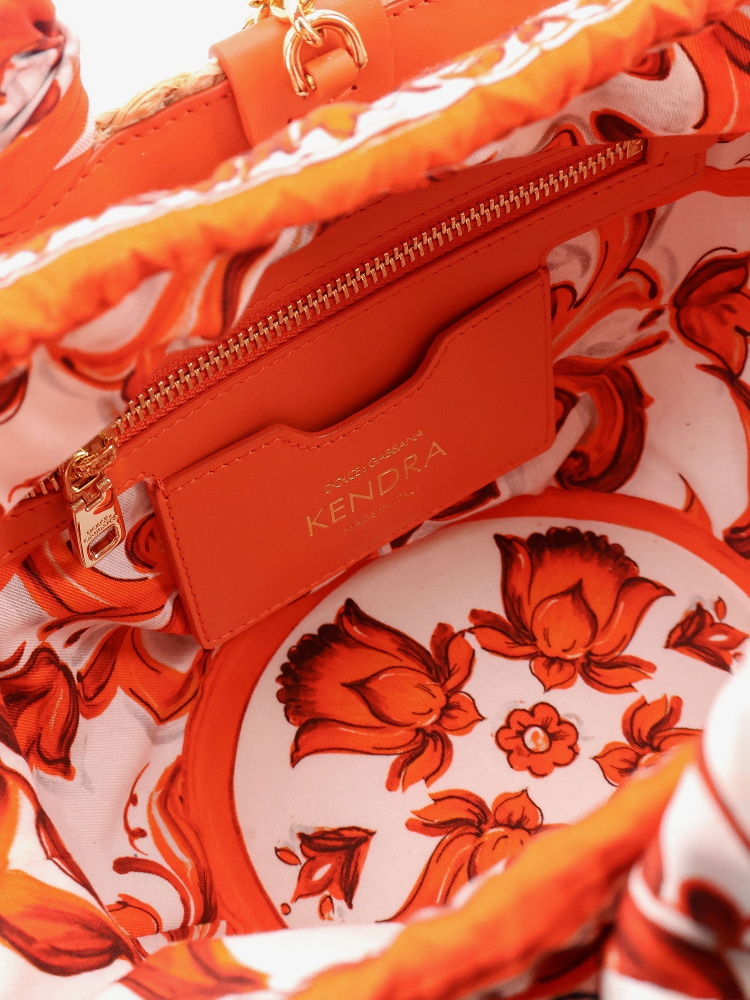 Dolce & Gabbana Maiolica Shoulder Bag In Leather And Raffia