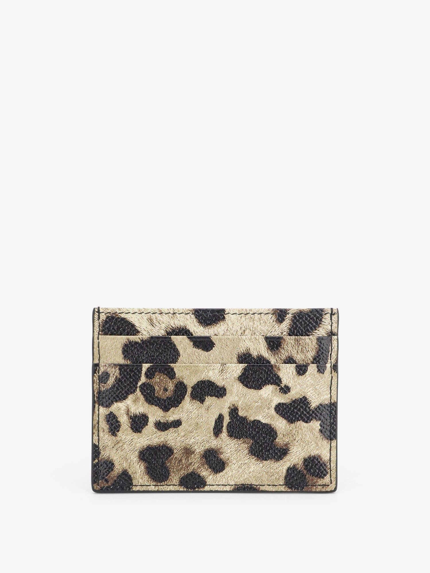 Dolce & Gabbana Hammered Leather Card Holder With Animal Print