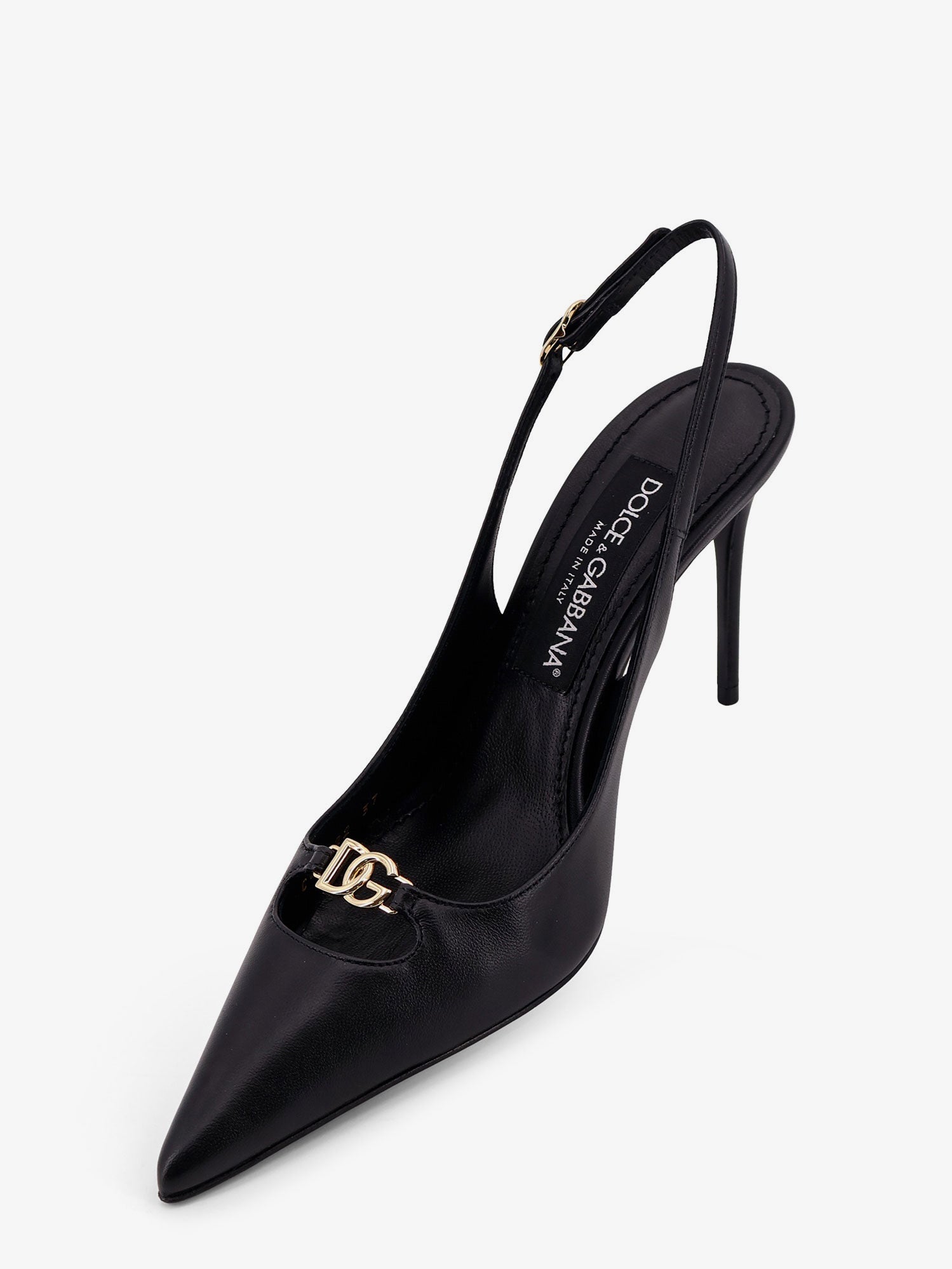 Dolce & Gabbana Leather Pump With Metal Dg Logo