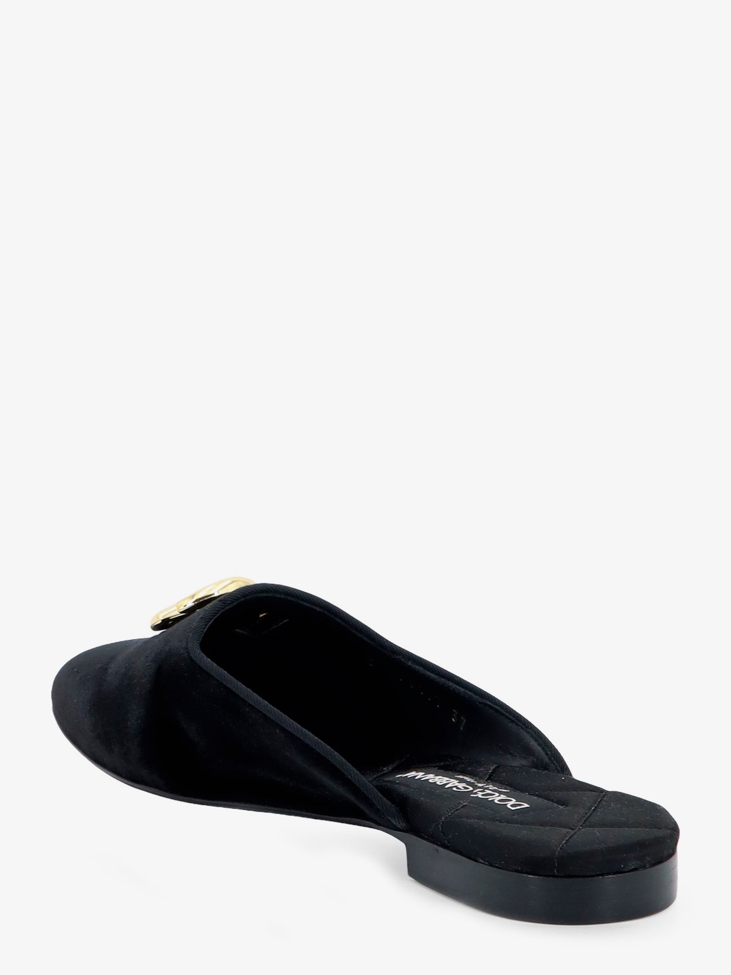 Dolce & Gabbana Velvet Sabot With Metal Dg Logo