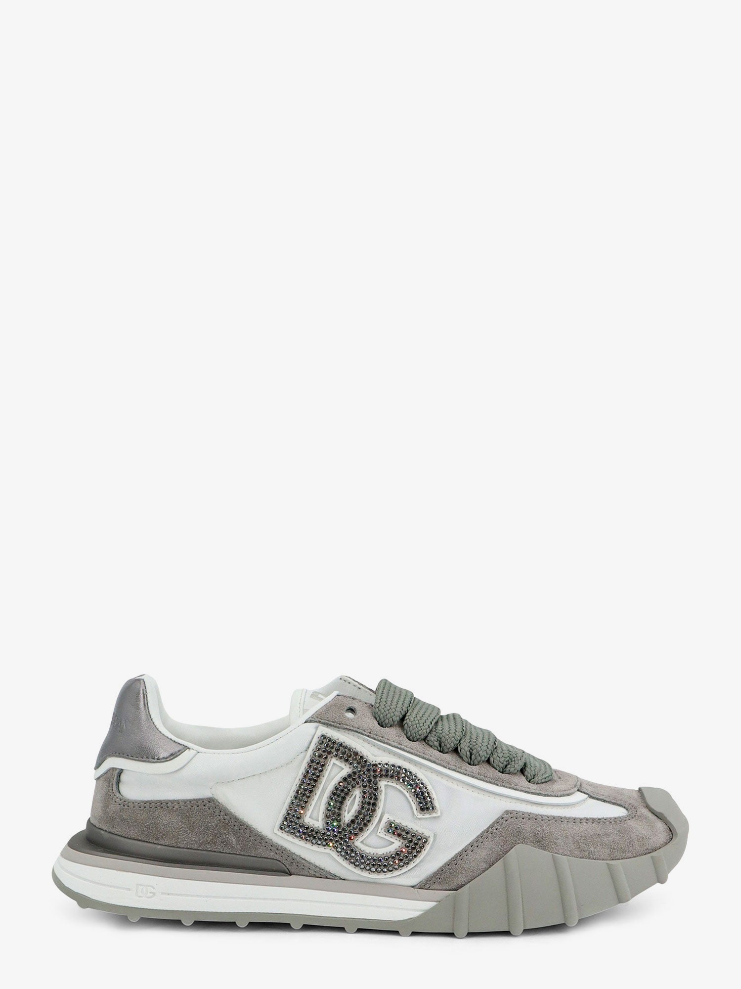 Dolce & Gabbana Nylon And Suede Sneakers With Dg Logo With Rhinestones