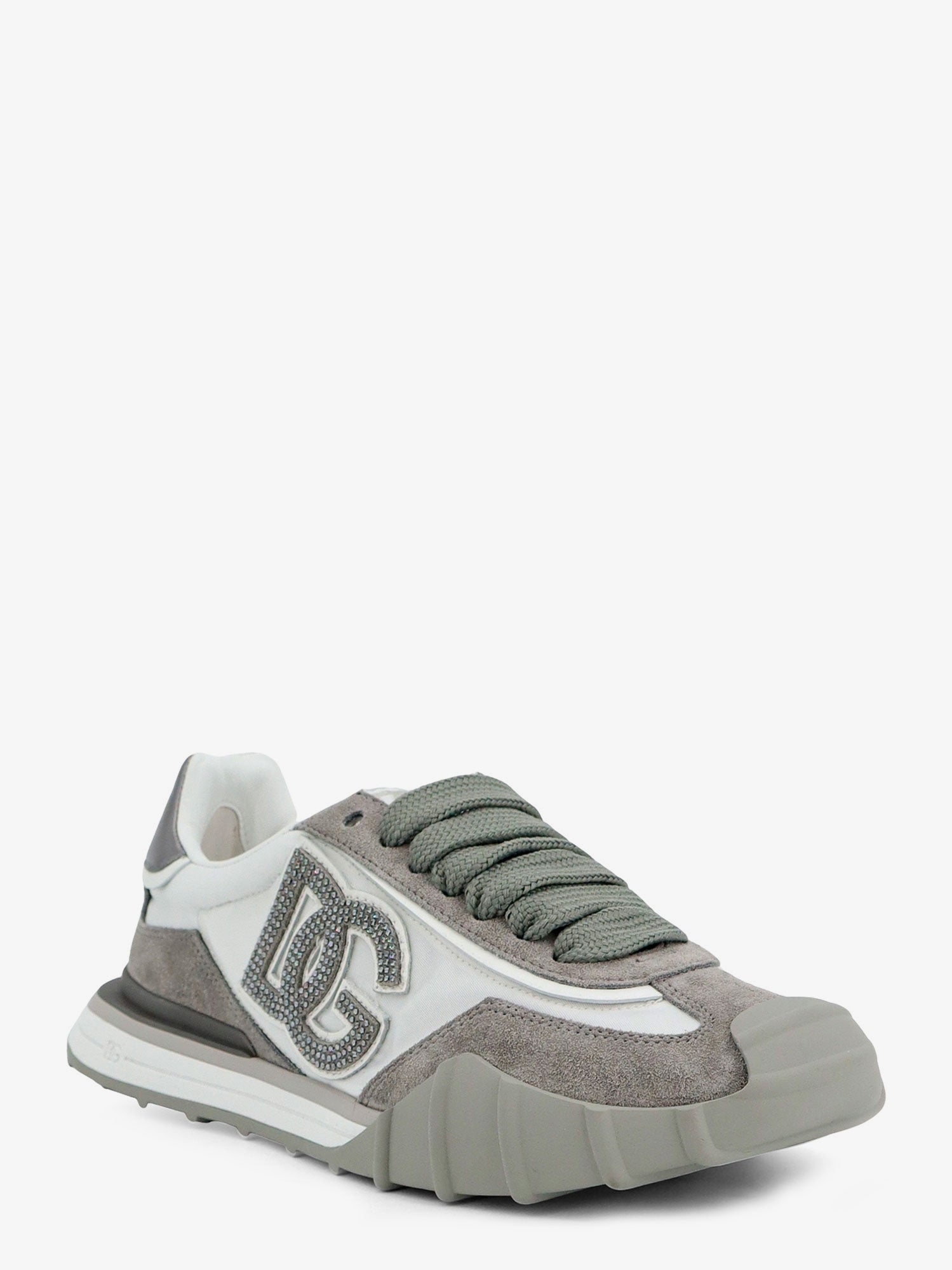 Dolce & Gabbana Nylon And Suede Sneakers With Dg Logo With Rhinestones