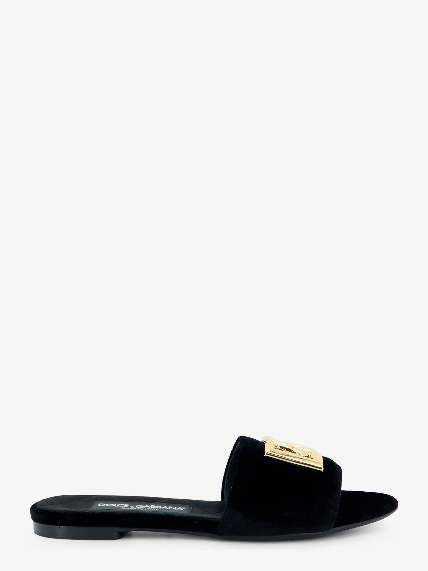 Dolce & Gabbana Velvet Sandals With Dg Logo On The Front