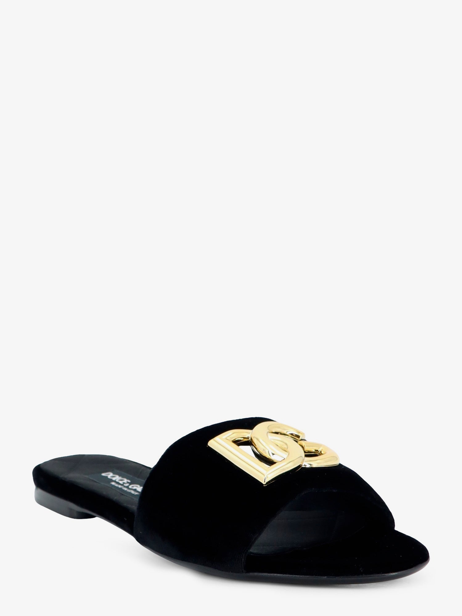 Dolce & Gabbana Velvet Sandals With Dg Logo On The Front