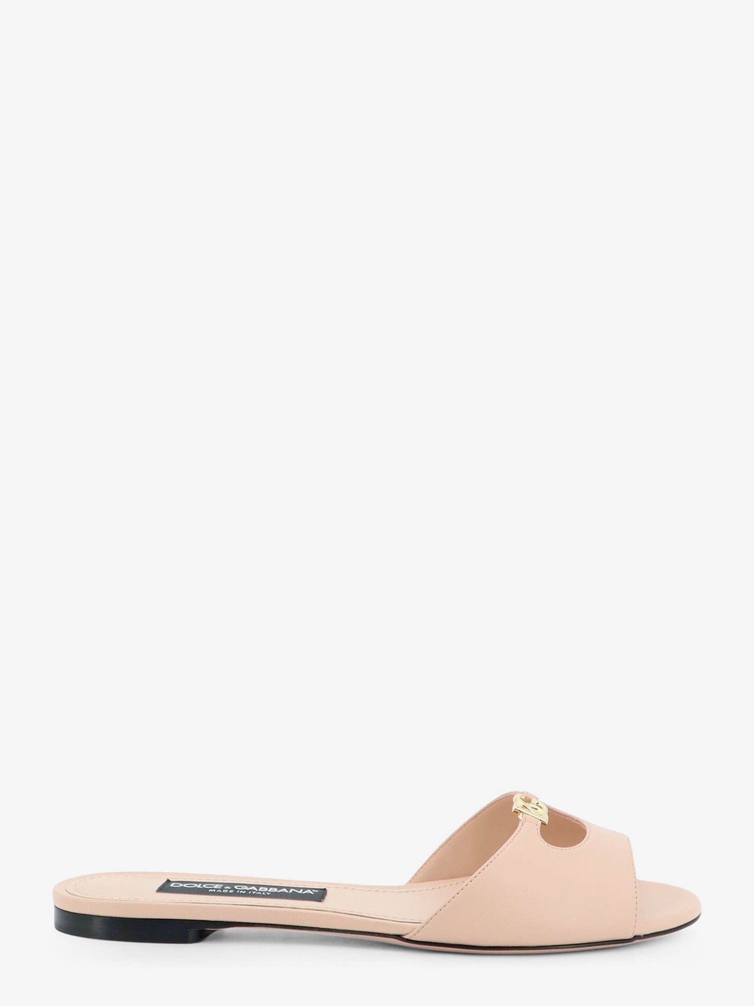 Dolce & Gabbana Leather Sandals With Metal Dg Logo
