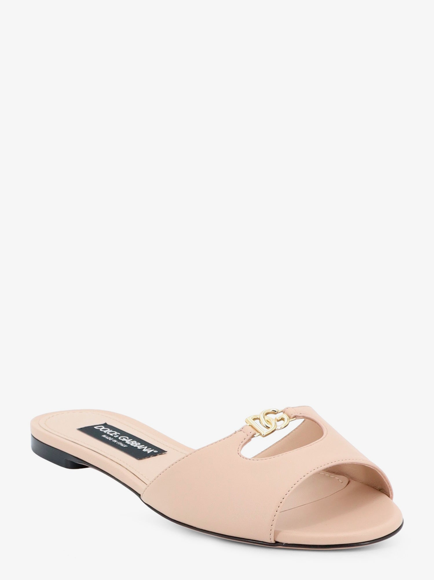 Dolce & Gabbana Leather Sandals With Metal Dg Logo